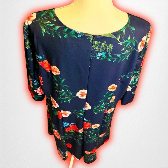 NWOT Eliza J ‘Mandy’ Navy Blue 3/4 Sleeve Fit & Flare Style Dress Plus Size 18W - Picture 9 of 16